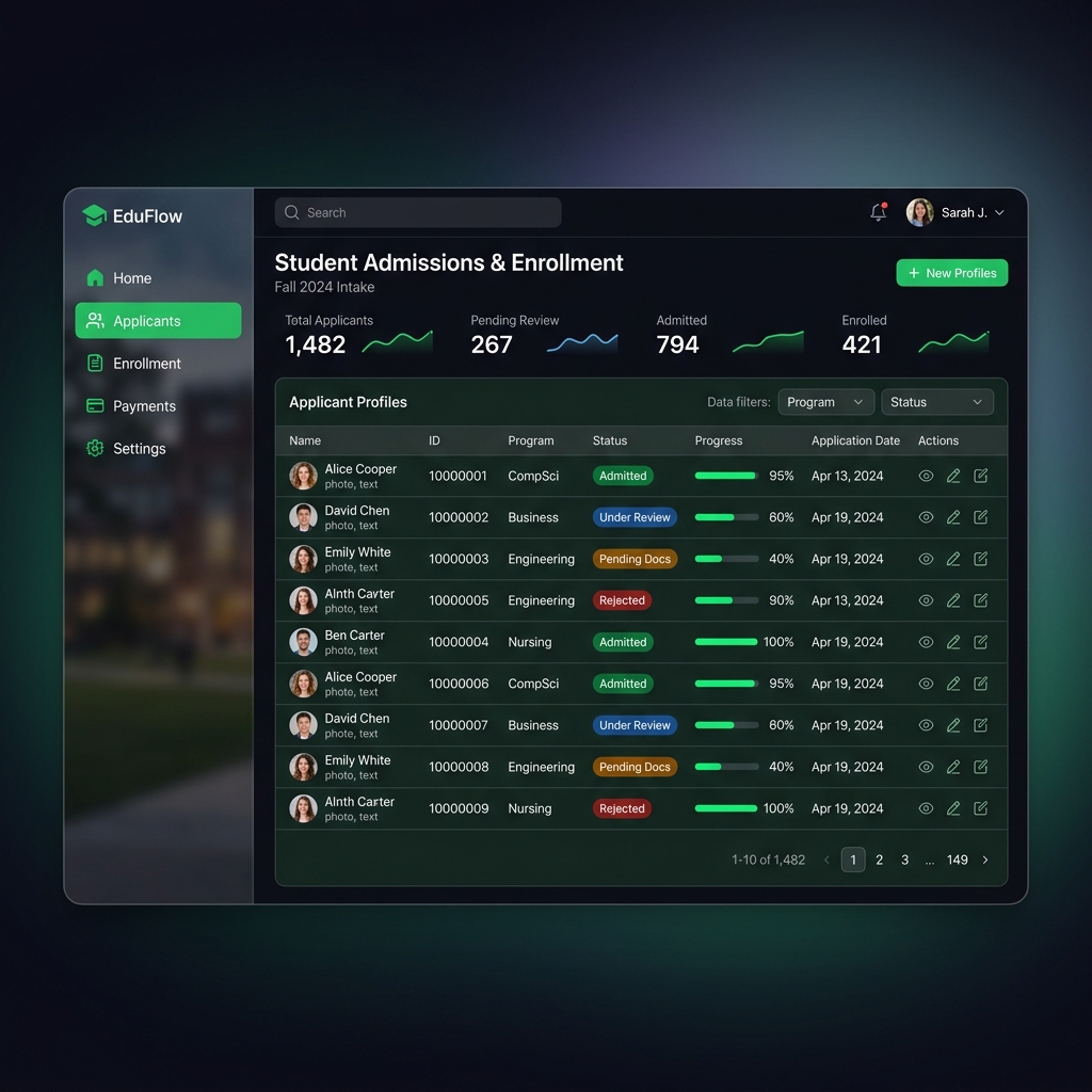 Admissions Hub Concept Mockup